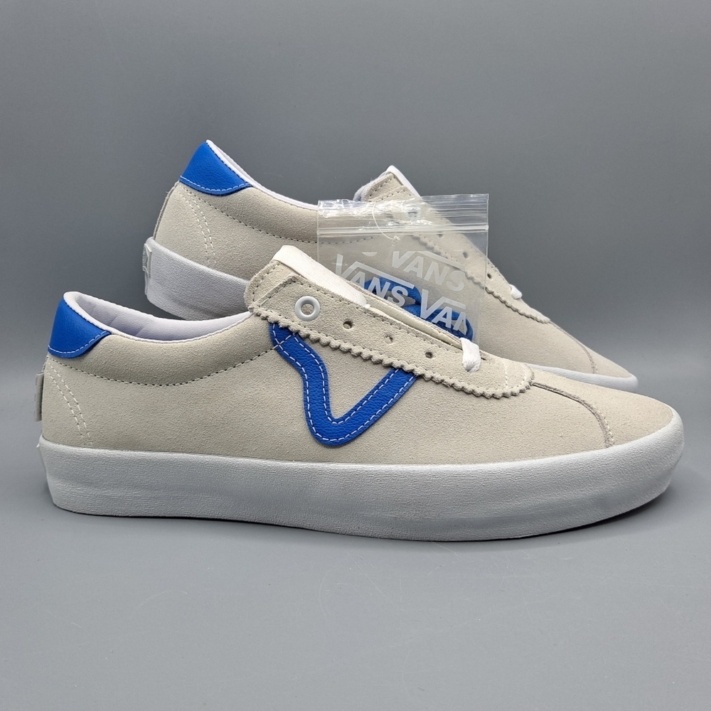 New Vans Skate Sport Director Blue + Cream/White Skateboard Shoes Men's Size 8